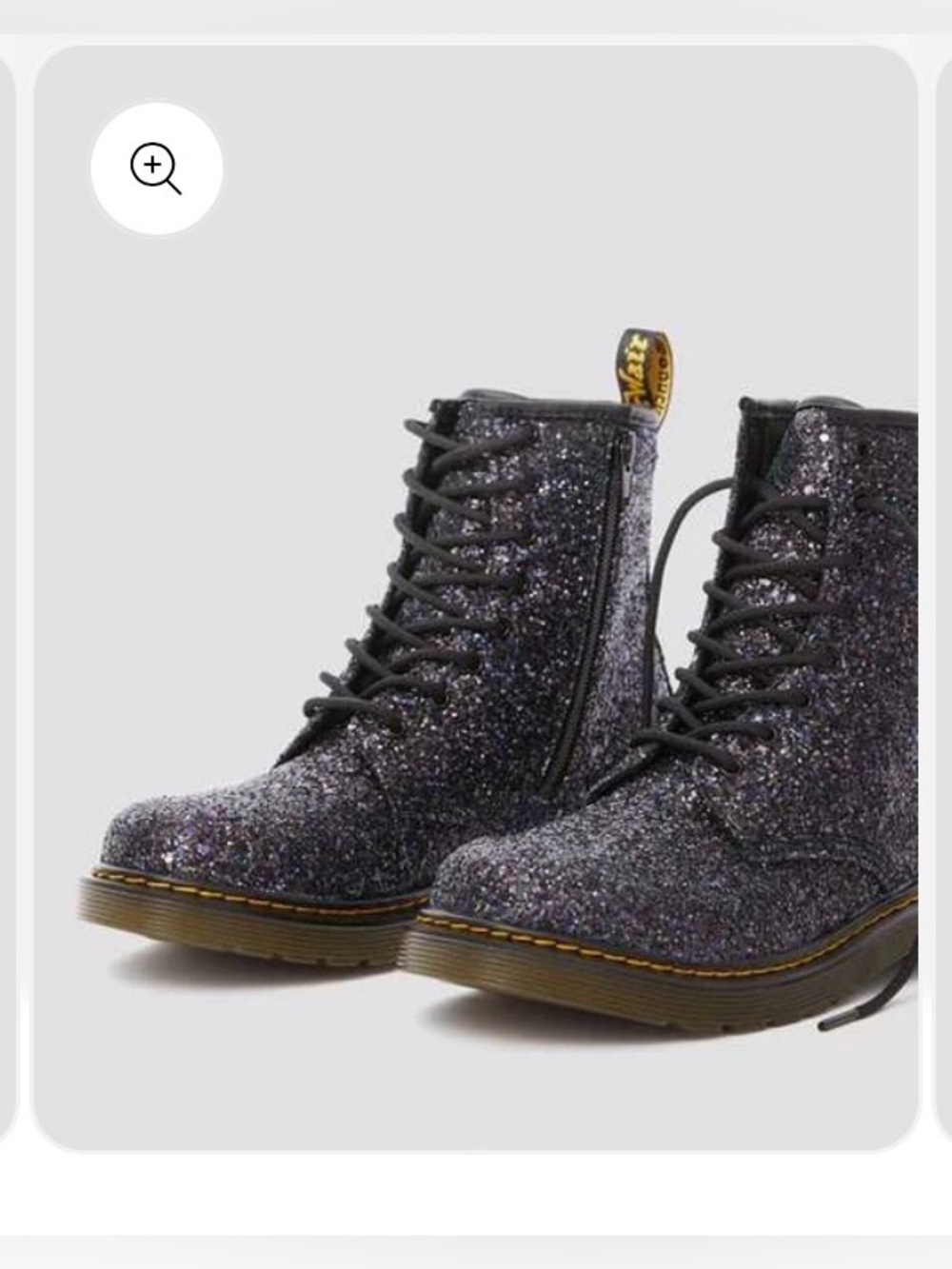 Dr. Martens Black Glitter Lace-Up Boots